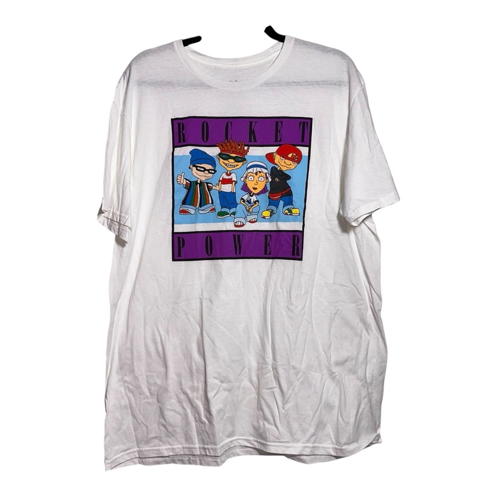 ROCKET POWER White Adult T-Shirt Nickelodeon Character Y2K Unisex NWOT XL
